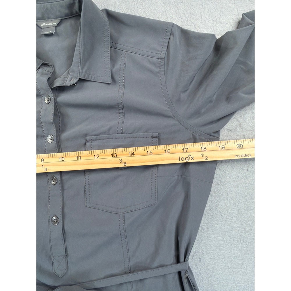 Eddie Bauer Travex Gray Shirt Dress Womens Small Long Sleeve Roll Tab Hiking - Picture 4 of 11